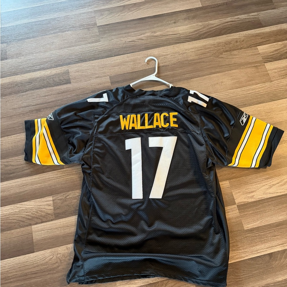 Reebok Black and Gold Steelers-Style Jersey Wallace 17